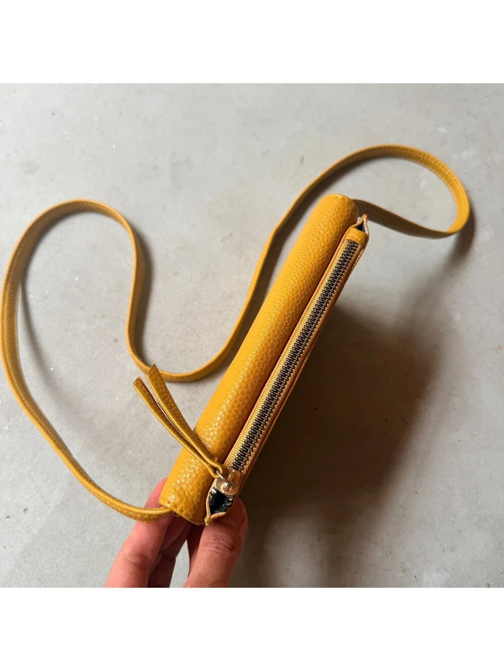 Mustard Yellow Faux Leather Purse Crossbody Wallet